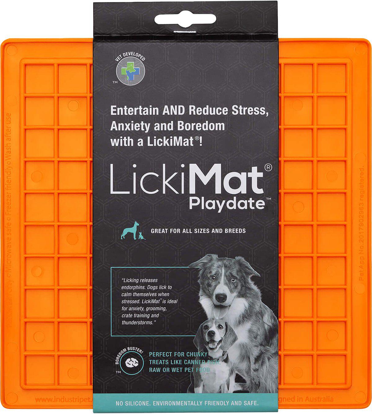 Lickimat Hundskål Playdate Orange 20x20 cm