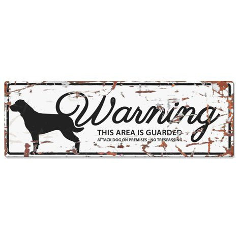 Warning skylt vit rottweiler